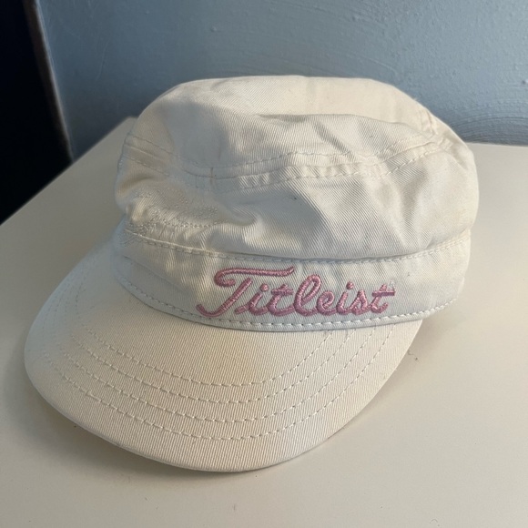 Titleist Golf Military Cadet Hat White Embroidered Design Adjustable Strap Cap - Picture 1 of 12